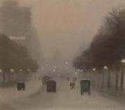 Clarice Beckett Evening, St Kilda Road oil